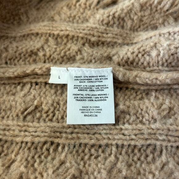 Naadam Wool Cashmere Long Cable Knit Cardigan Duster Open Front Neutral Knitwear - Picture 10 of 12